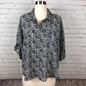 Volcom Women’s Blouse Black&White Dolman Slv Sz M